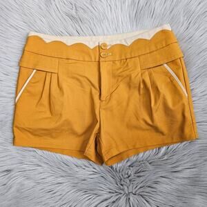 🦃 Boutique Yellow Tan Shorts Pleated Front Retro Vibe Size Small